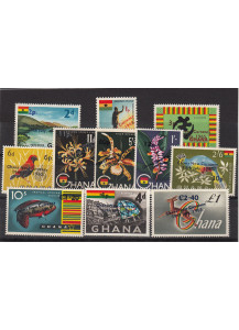 GHANA 1965 francobolli tematica Fauna Yvert e Tellier serie completa 201-11